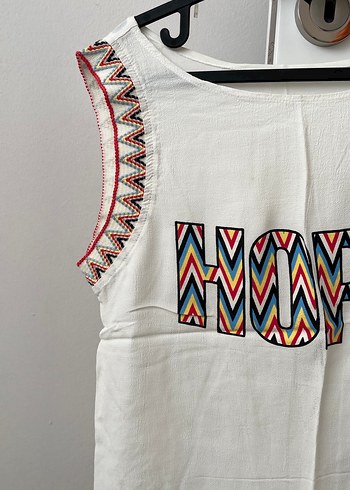 Nakışlı Beyaz Bohem Hamile Bluzu - Görsel 2