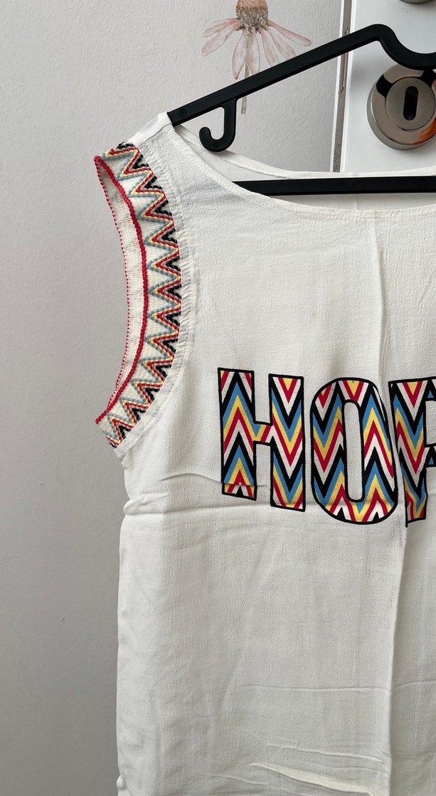 Nakışlı Beyaz Bohem Hamile Bluzu - Görsel 2