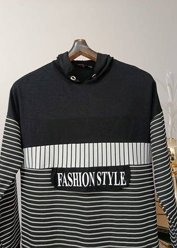 Düğmeli Uzun Kollu Siyah Kadın Sweatshirt