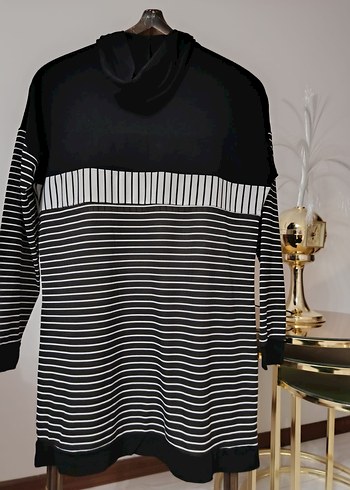 40 Beden Düğmeli Uzun Kollu Siyah Kadın Sweatshirt