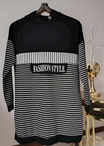 Diğer Düğmeli Uzun Kollu Siyah Kadın Sweatshirt