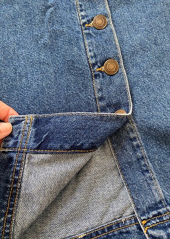 Düğmeli Mavi Kot Etek - Görsel 3