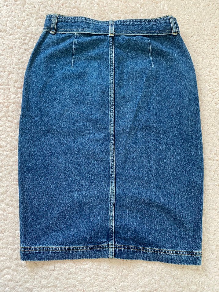 Düğmeli Mavi Kot Etek - Görsel 2