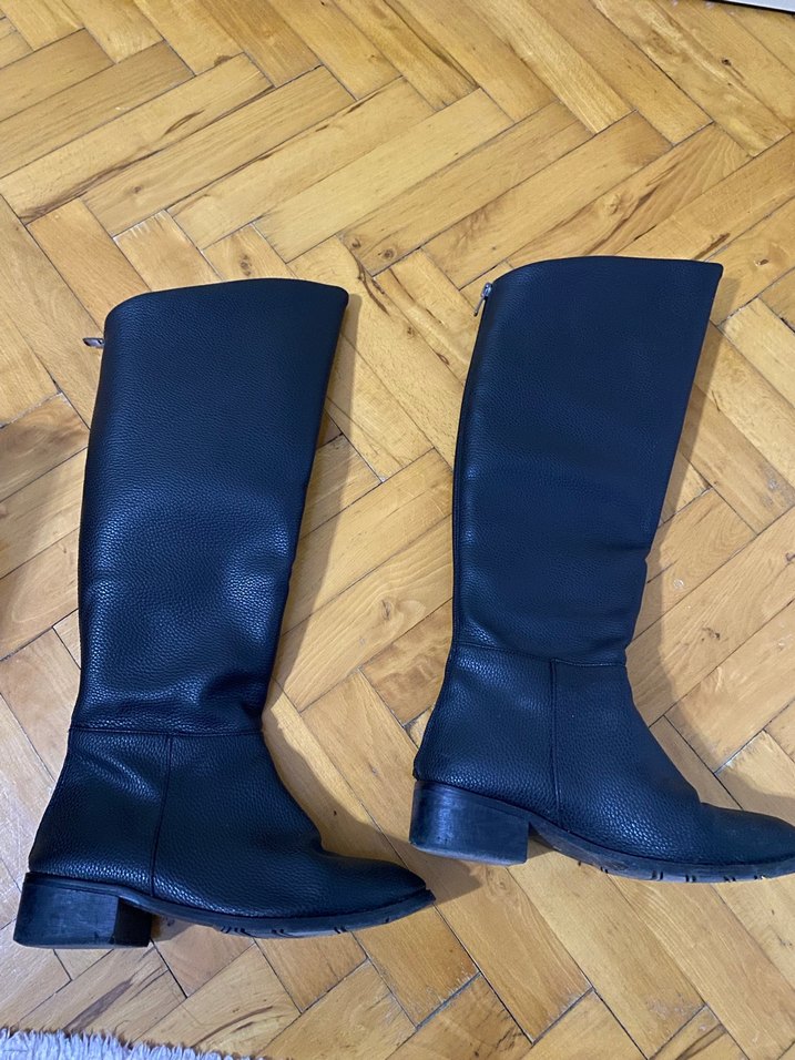 Kadın Siyah Deri Dizüstü Botlar - Görsel 3