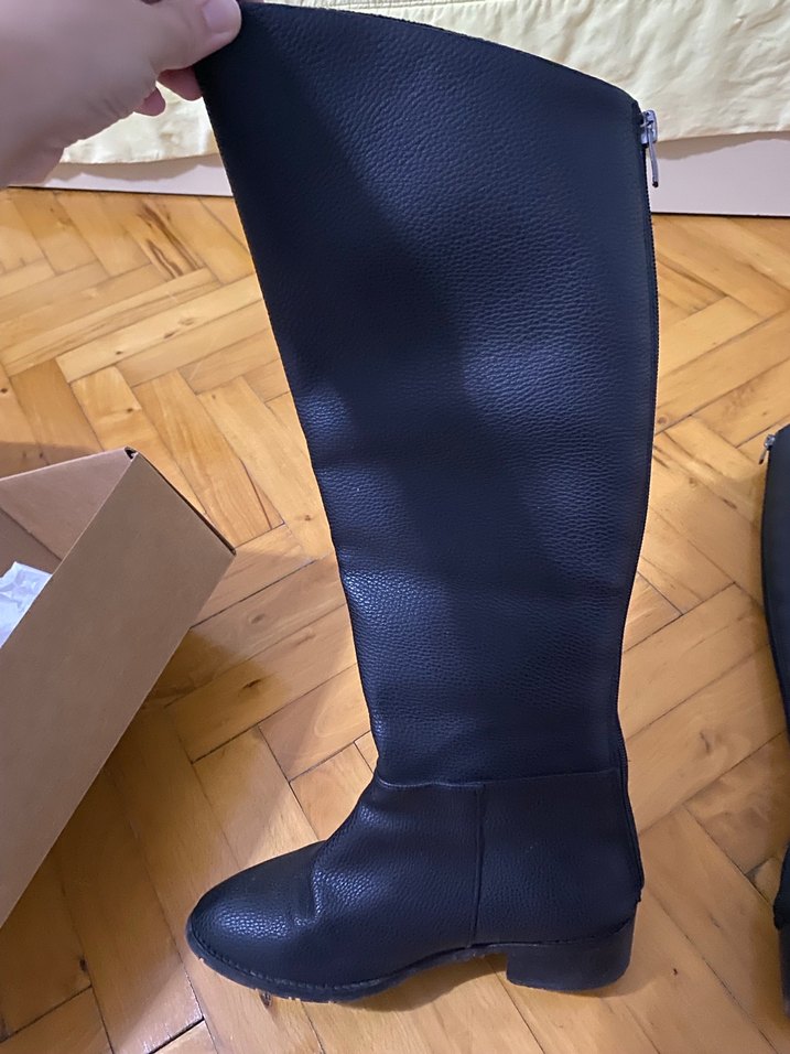 Kadın Siyah Deri Dizüstü Botlar - Görsel 2