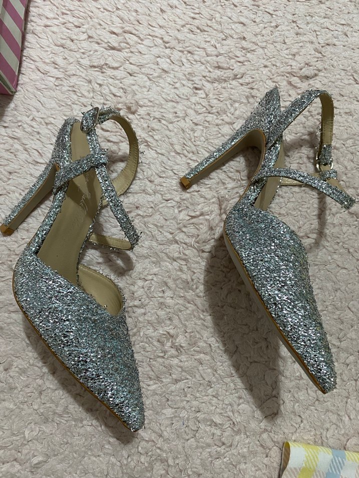 Gri Simli Stiletto Topuklu Kadın Abiye Ayakkabı - Görsel 5