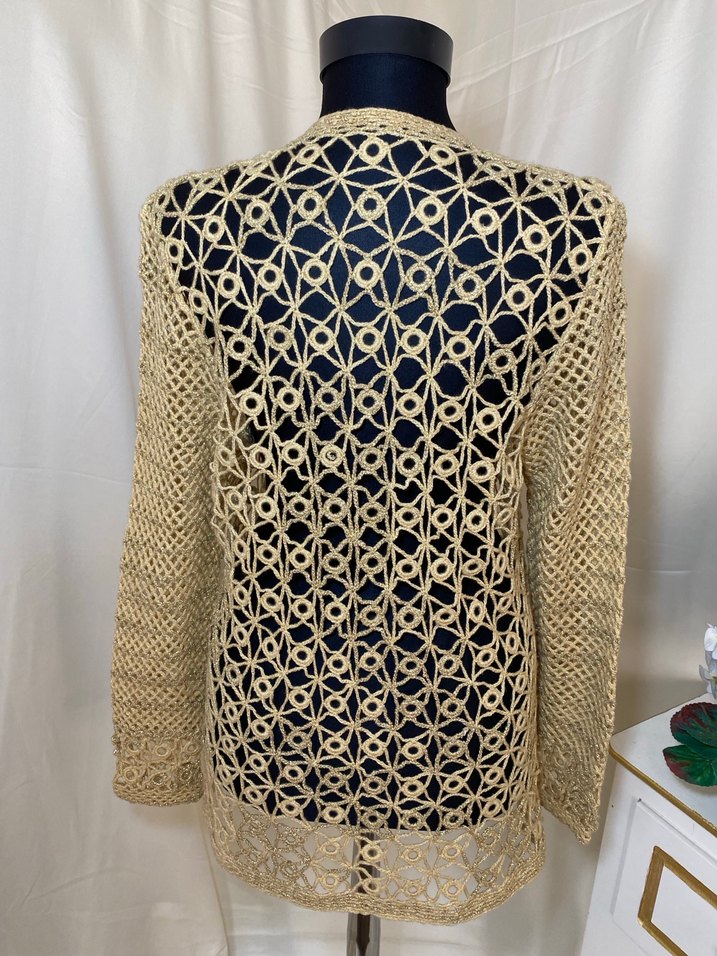 Bej İşlemeli Dantel Uzun Kadın Hırka - Görsel 3