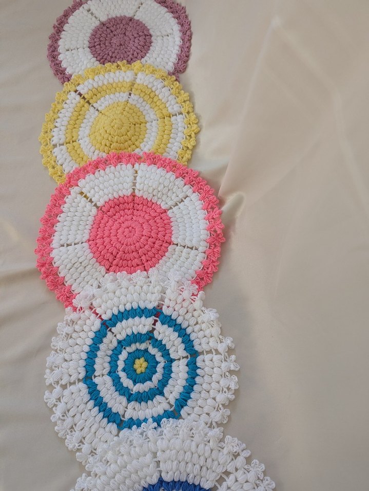 Renkli Bohem Örgü Yuvarlak Dekoratif Paspaslar - Görsel 3