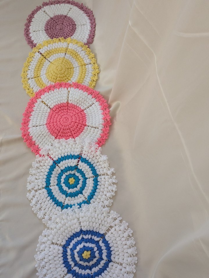 Renkli Bohem Örgü Yuvarlak Dekoratif Paspaslar - Görsel 2