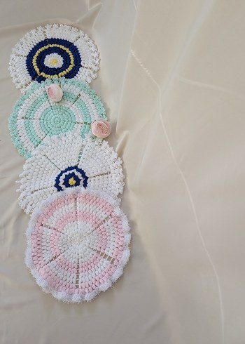 Bohem Tarzı Renkli Örgü Bardak Altlıkları - Görsel 5