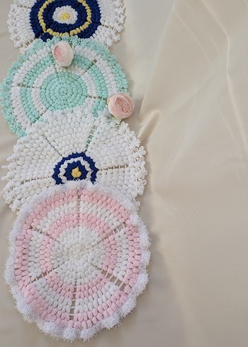 Bohem Tarzı Renkli Örgü Bardak Altlıkları - Görsel 4