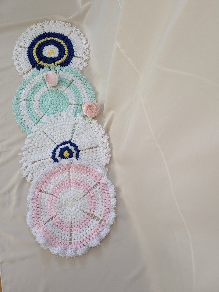 Bohem Tarzı Renkli Örgü Bardak Altlıkları - Görsel 5