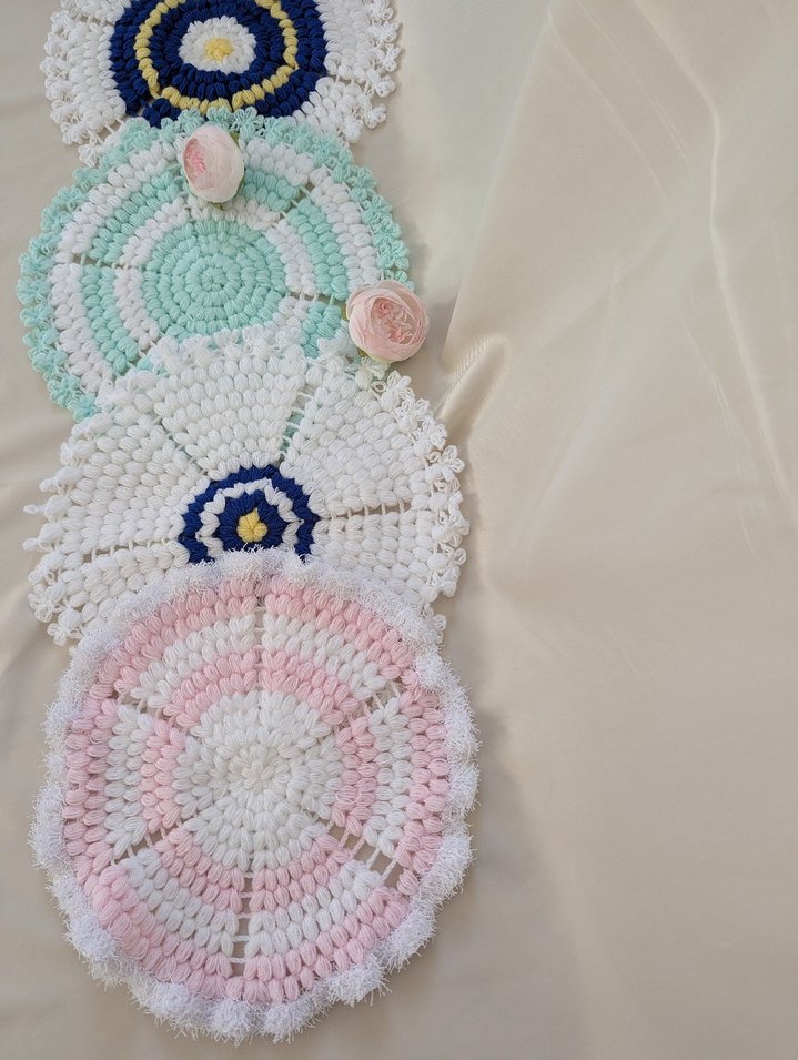 Bohem Tarzı Renkli Örgü Bardak Altlıkları - Görsel 4