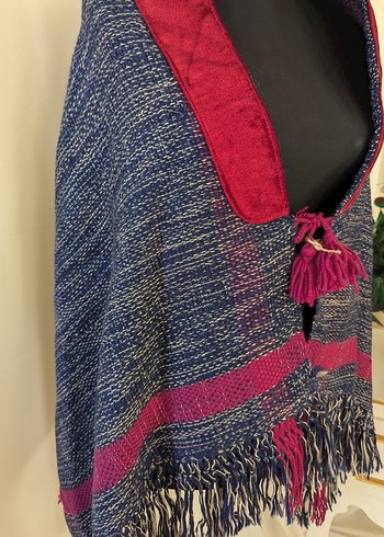 Bohem Çok Renkli Kadın Triko Panço - Görsel 4