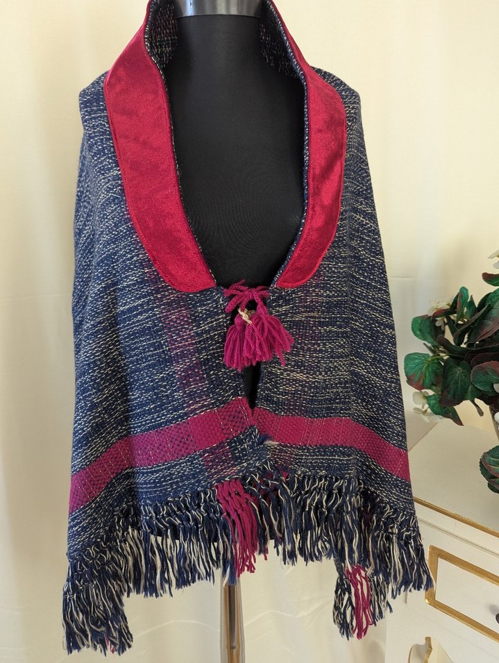 Bohem Çok Renkli Kadın Triko Panço - Görsel 2