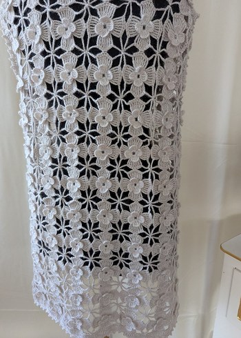 Dantel Detaylı Bohem Uzun Örgü Yelek - Görsel 3