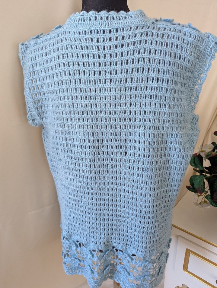 Şu yeşili Uzun Örgü Kadın Yelek - Görsel 3