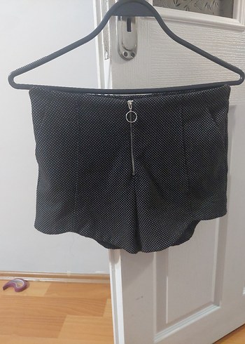 Fermuarlı Siyah Mini Şort - Görsel 8