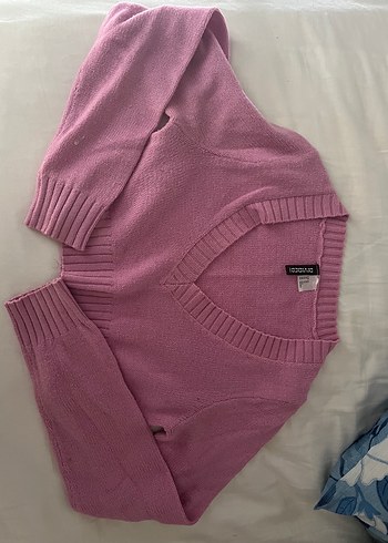 H&M Pembe V Yaka Kadın Triko Kazak