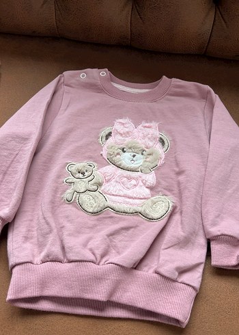1,5 Yaş Beden pembe Renk Pembe Kız Bebek Uzun Kollu sıfır