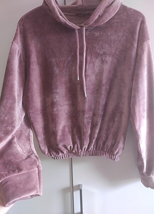 l Beden pembe Renk Yumuş yumuş kapişonlu gül kurusu kadife sweat