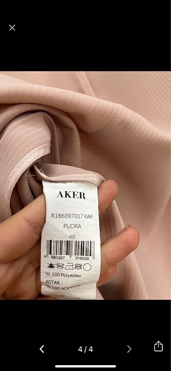 46 Beden pembe Renk Aker kap çok şık