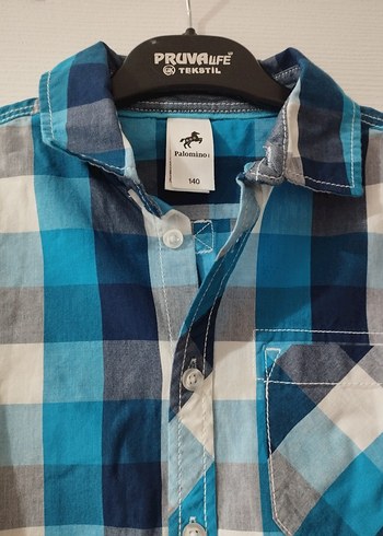 Erkek Çocuk Mavi Kareli Uzun Kollu Gömlek - Görsel 4