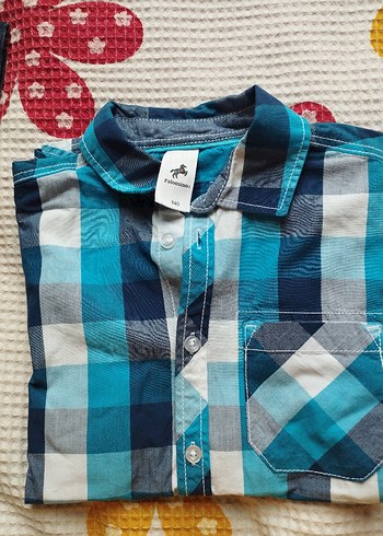 Erkek Çocuk Mavi Kareli Uzun Kollu Gömlek - Görsel 3