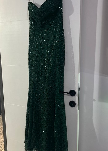 Yeşil Straplez Uzun Abiye Elbise - Görsel 3