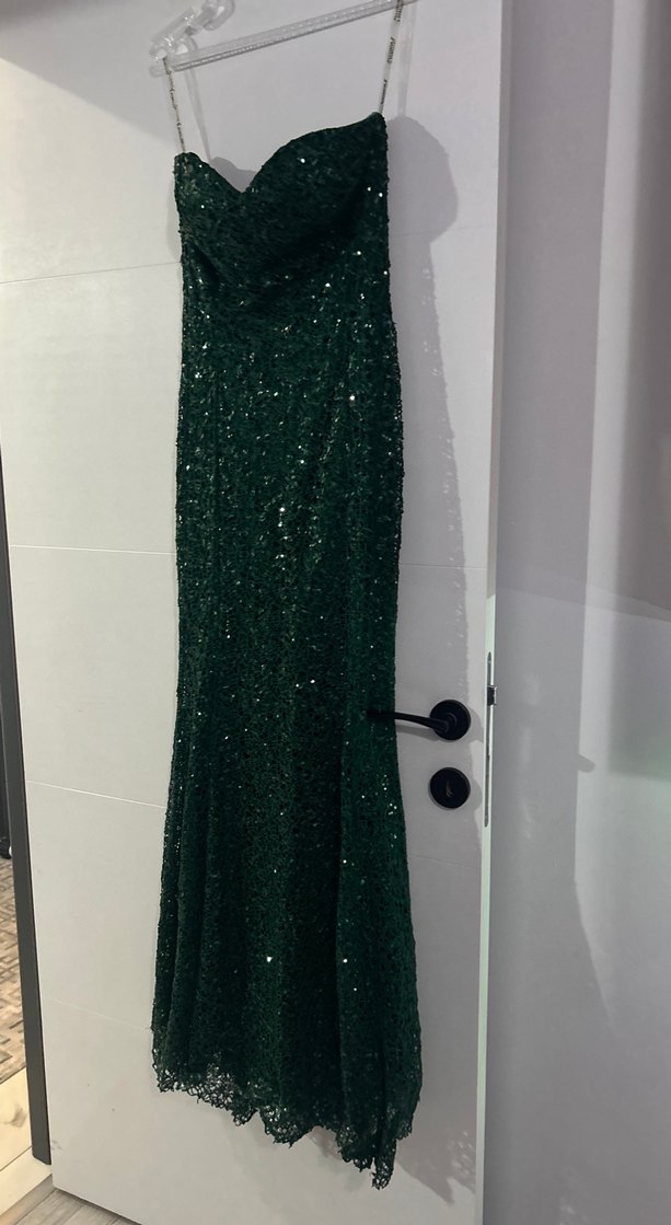 Yeşil Straplez Uzun Abiye Elbise - Görsel 3