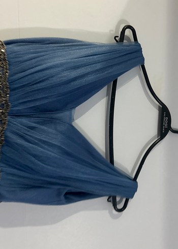 Mavi İnce Askılı Mini Kot Elbise - Görsel 8