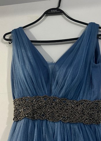 Mavi İnce Askılı Mini Kot Elbise - Görsel 4