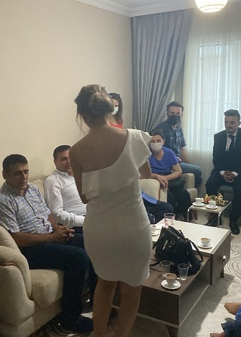 Beyaz Midi Abiye Elbise - Görsel 2