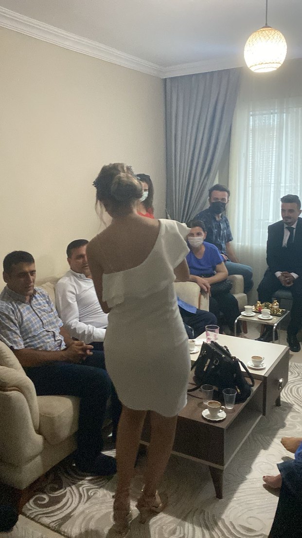 Beyaz Midi Abiye Elbise - Görsel 2