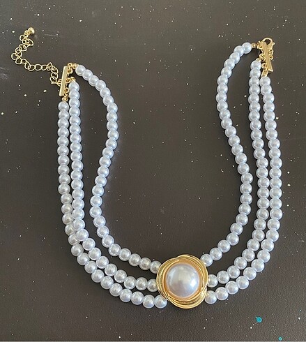 İncili chocker kolye