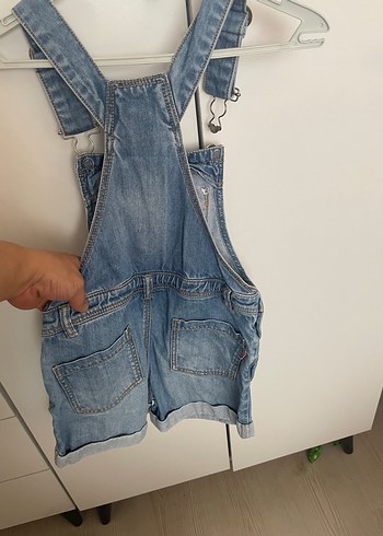 Kızlar İçin Mavi Denim Askılı Tulum - Görsel 3
