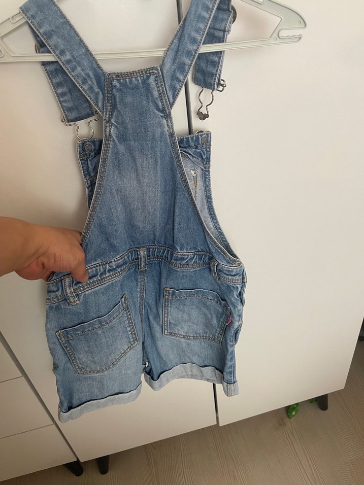 Kızlar İçin Mavi Denim Askılı Tulum - Görsel 3