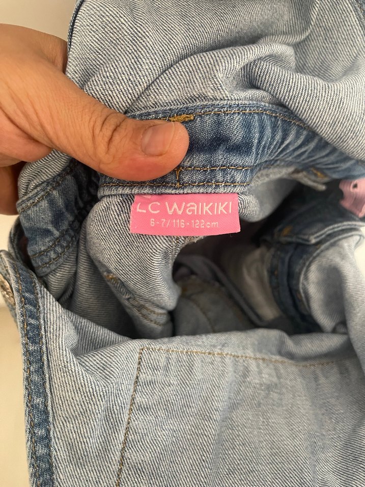 Kızlar İçin Mavi Denim Askılı Tulum - Görsel 4