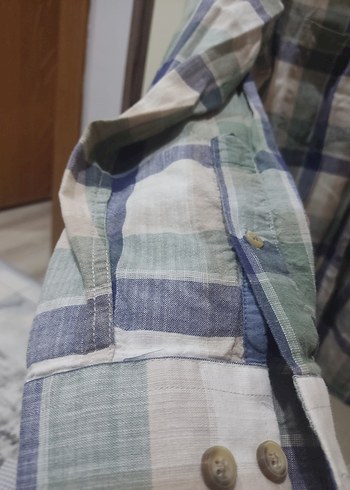 Erkek Gri Pamuklu Kareli Uzun Kollu Gömlek - Görsel 4