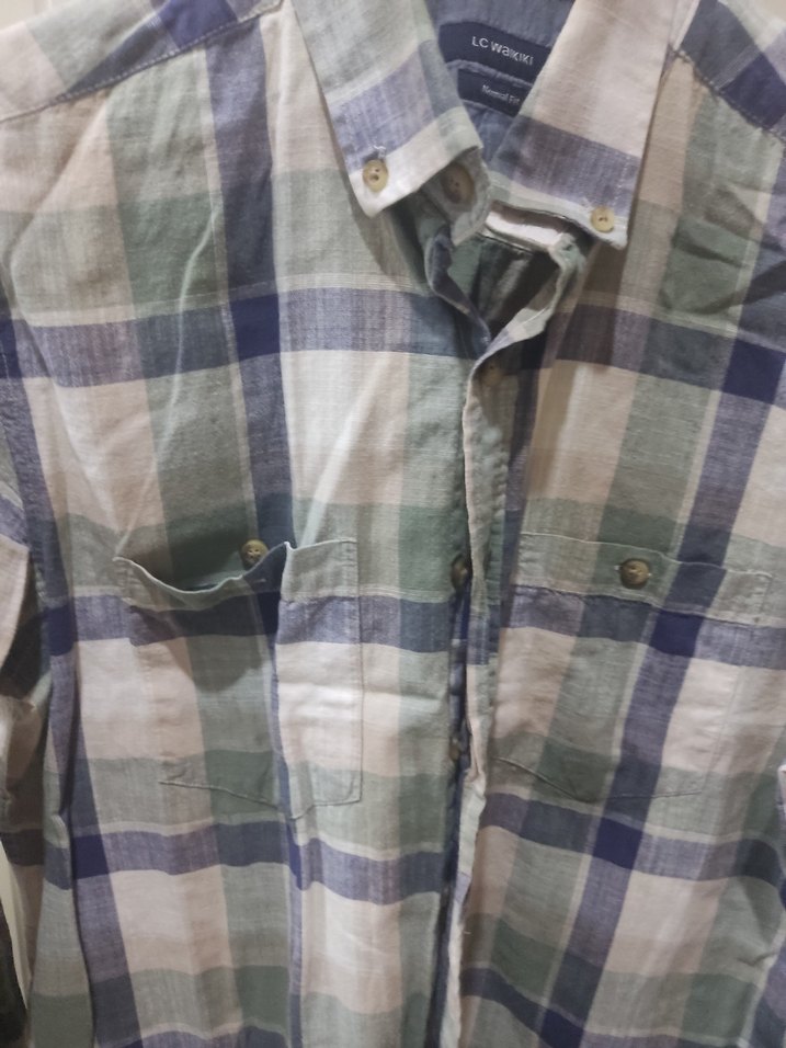 Erkek Gri Pamuklu Kareli Uzun Kollu Gömlek - Görsel 2