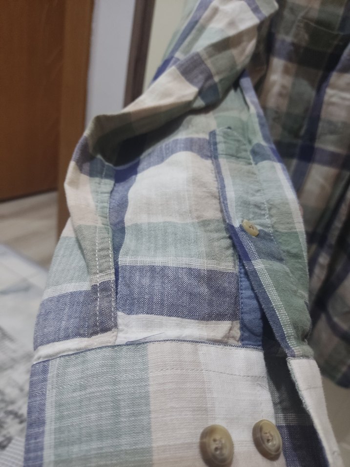 Erkek Gri Pamuklu Kareli Uzun Kollu Gömlek - Görsel 4