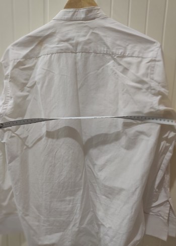 Düğmeli Beyaz Pamuklu Erkek Gömlek - Görsel 11