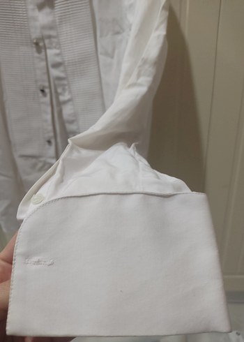 Düğmeli Beyaz Pamuklu Erkek Gömlek - Görsel 5