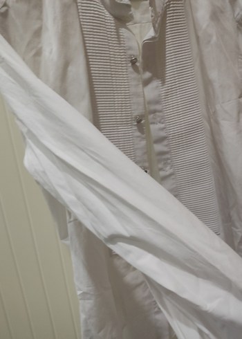 Düğmeli Beyaz Pamuklu Erkek Gömlek - Görsel 4