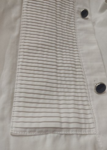 Düğmeli Beyaz Pamuklu Erkek Gömlek - Görsel 3