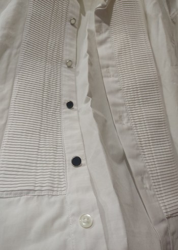 Düğmeli Beyaz Pamuklu Erkek Gömlek - Görsel 2