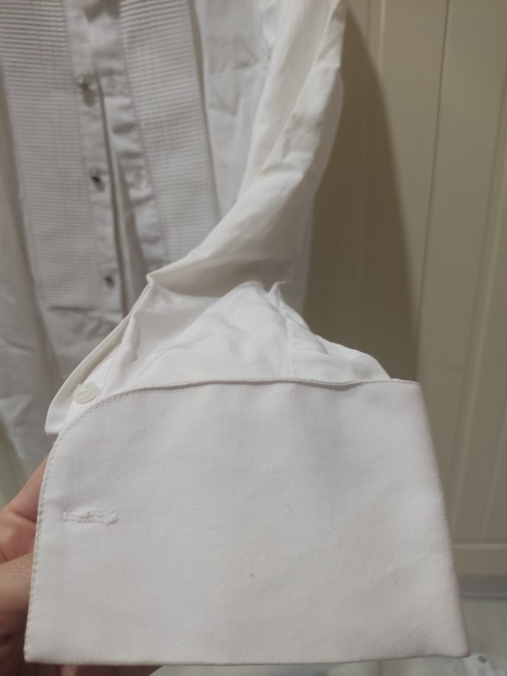 Düğmeli Beyaz Pamuklu Erkek Gömlek - Görsel 5