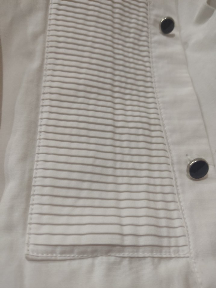 Düğmeli Beyaz Pamuklu Erkek Gömlek - Görsel 3
