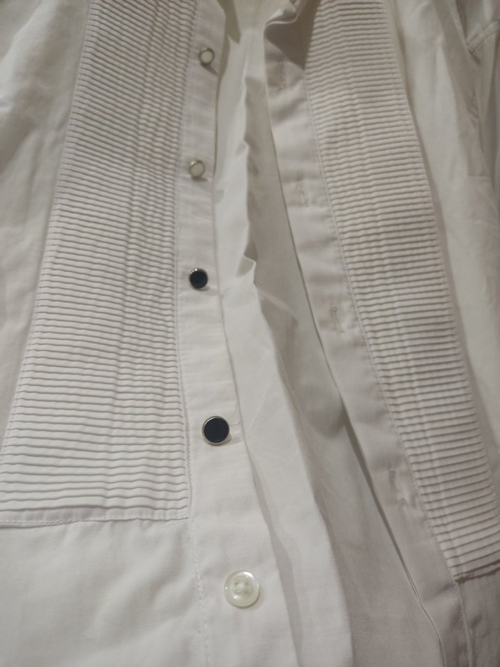 Düğmeli Beyaz Pamuklu Erkek Gömlek - Görsel 2
