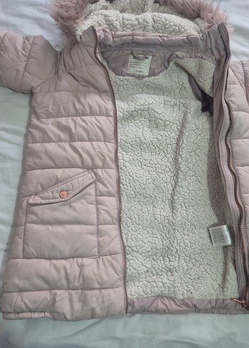 Kız Çocuk Bej Kürklü Mont - Görsel 4